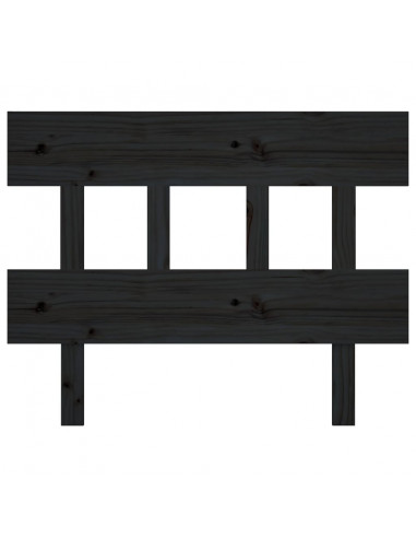 Testiera per Letto Nera 103,5x3x81 cm Legno Massello di Pino