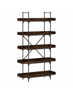 Libreria 5 Ripiani Rovere Fumo 100x33x180,5cm Legno Multistrato 2