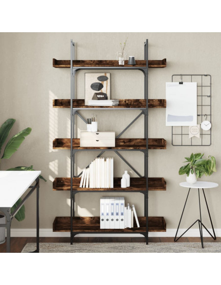 Libreria 5 Ripiani Rovere Fumo 100x33x180,5cm Legno Multistrato