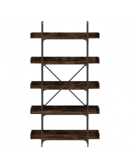 Libreria 5 Ripiani Rovere Fumo 100x33x180,5cm Legno Multistrato