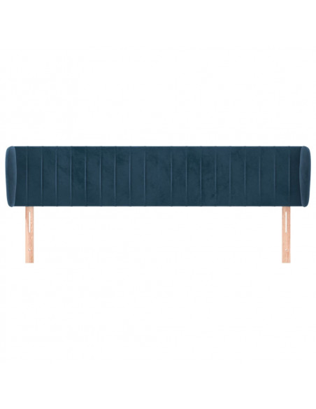 Testiera ad Orecchio Blu Scuro 203x23x78/88 cm in Velluto