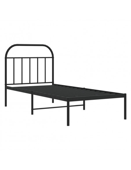 Giroletto con Testiera in Metallo Nero 90x200 cm
