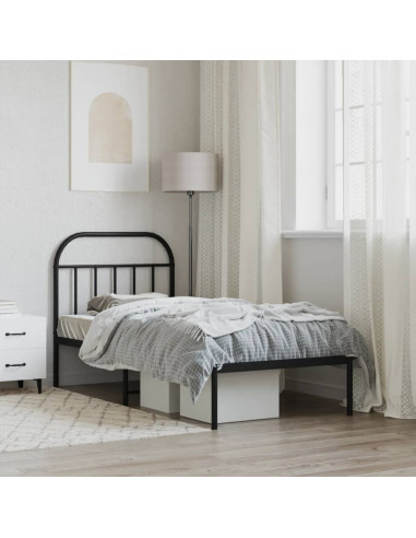 Giroletto con Testiera in Metallo Nero 90x200 cm