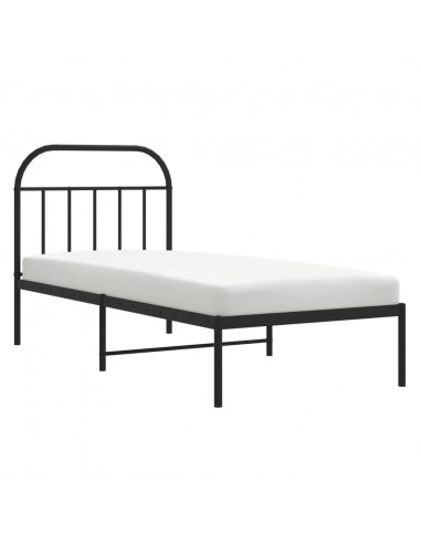 Giroletto con Testiera in Metallo Nero 90x200 cm