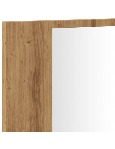 Mobile Specchio LED Rovere Artigianale 90x12x45 cm Multistrato