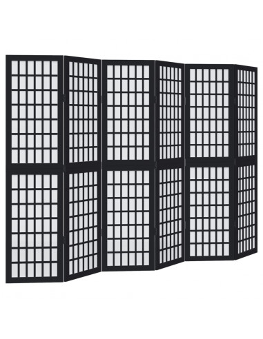 Divisorio Ambienti 6 Pannelli Nero Legno Massello di Paulownia