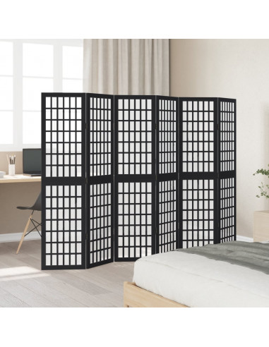 Divisorio Ambienti 6 Pannelli Nero Legno Massello di Paulownia