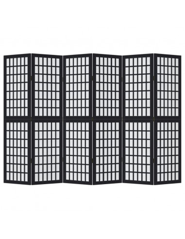 Divisorio Ambienti 6 Pannelli Nero Legno Massello di Paulownia