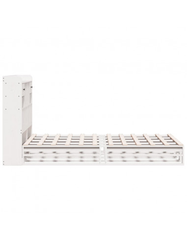 Letto Libreria senza Materasso Bianco 135x190 cm Legno di Pino