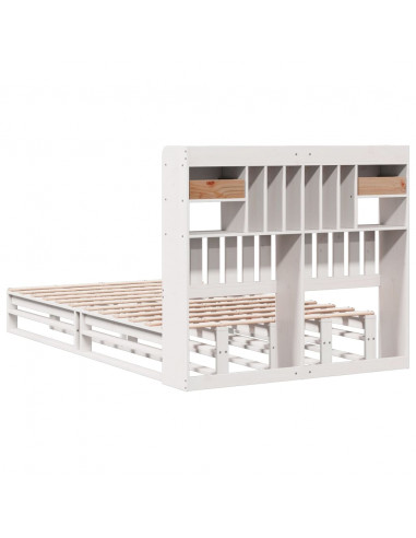 Letto Libreria senza Materasso Bianco 135x190 cm Legno di Pino