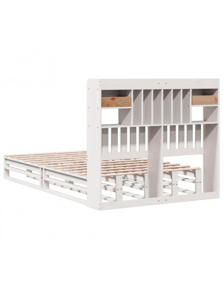 Letto Libreria senza Materasso Bianco 135x190 cm Legno di Pino