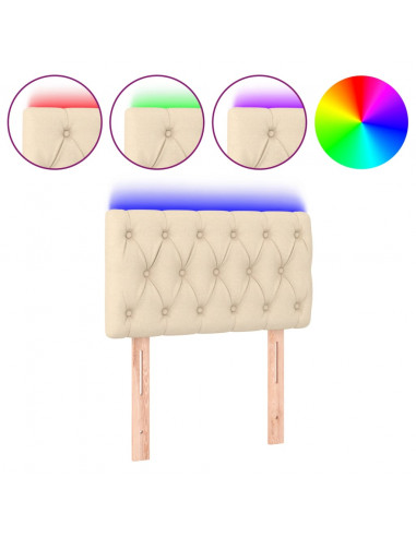 Testiera a LED Crema 80x7x78/88 cm in Tessuto