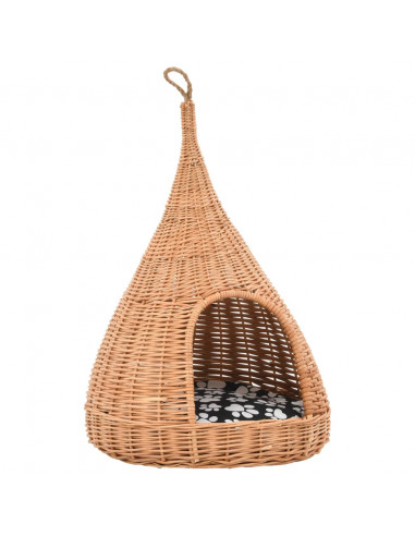 Cesta per Gatti con Cuscino 40x60cm Teepee Salice Naturale