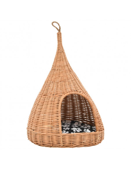 Cesta per Gatti con Cuscino 40x60cm Teepee Salice Naturale