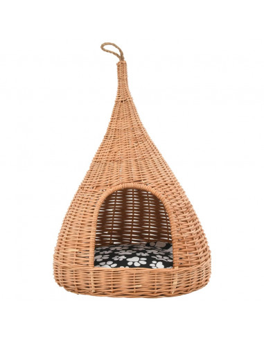 Cesta per Gatti con Cuscino 40x60cm Teepee Salice Naturale