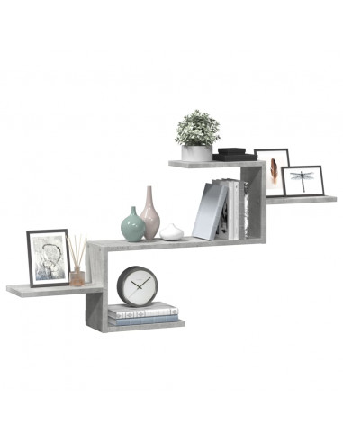 Scaffale a Muro Grigio Cemento 104x15x49 cm in Truciolato