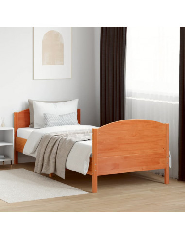 Giroletto con Testiera Marrone Cera 75x190 cm Massello Pino