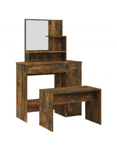 Set Tavolo da Toeletta Rovere Fumo 86,5x35x136 cm