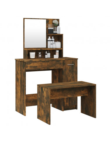 Set Tavolo da Toeletta Rovere Fumo 86,5x35x136 cm