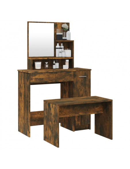 Set Tavolo da Toeletta Rovere Fumo 86,5x35x136 cm