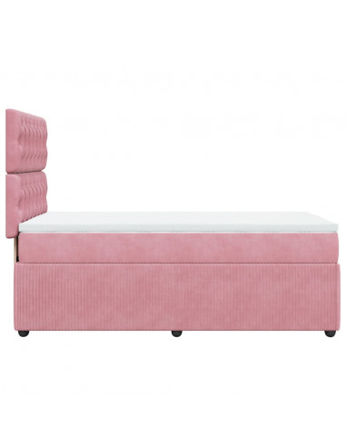 Giroletto a Molle con Materasso Rosa 90x200 cm in Velluto