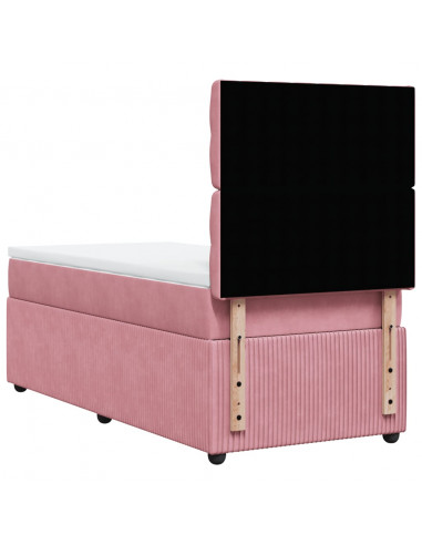 Giroletto a Molle con Materasso Rosa 90x200 cm in Velluto