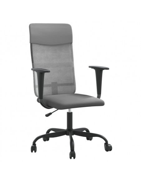 Sedia da Ufficio Altezza Regolabile Grigia in Rete e Similpelle