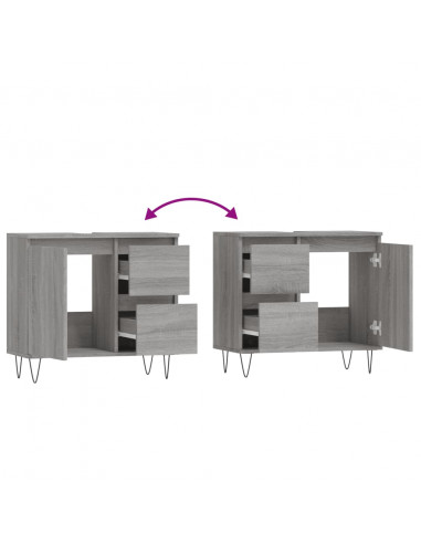 Armadietto Bagno Grigio Sonoma 65x33x60 cm in Legno Multistrato