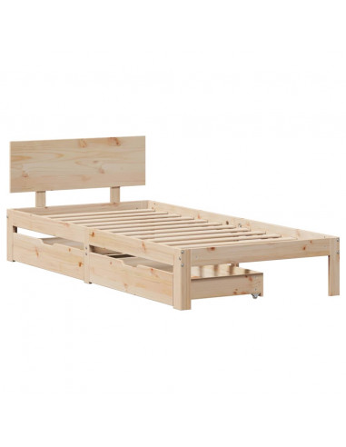 Giroletto con Cassetti 90x200 cm in Legno Massello di Pino