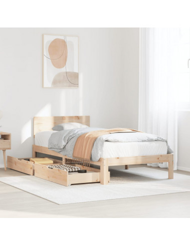 Giroletto con Cassetti 90x200 cm in Legno Massello di Pino