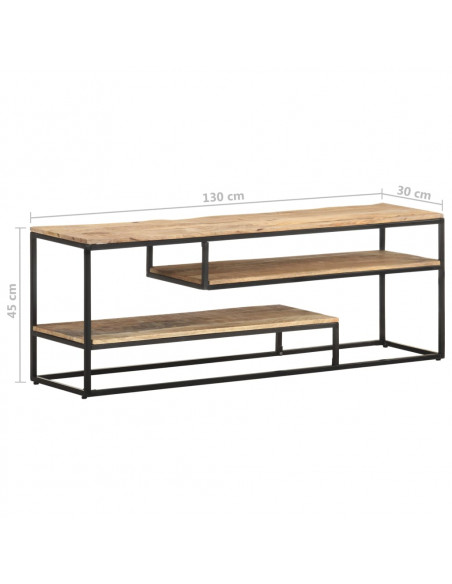 Mobile Porta TV 130x30x45 cm in Legno Massello di Mango Grezzo