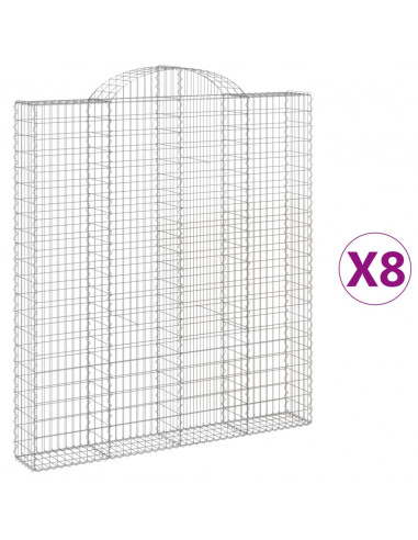 Cesti Gabbioni ad Arco 8 pz 200x30x220/240 cm Ferro Zincato
