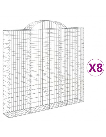 Cesti Gabbioni ad Arco 8 pz 200x30x180/200 cm Ferro Zincato