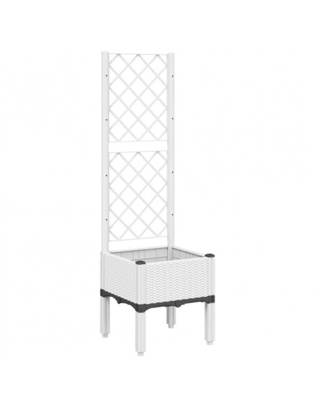 Fioriera da Giardino con Traliccio Bianco 40x40x142 cm in PP