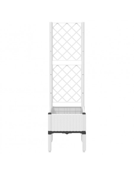 Fioriera da Giardino con Traliccio Bianco 40x40x142 cm in PP