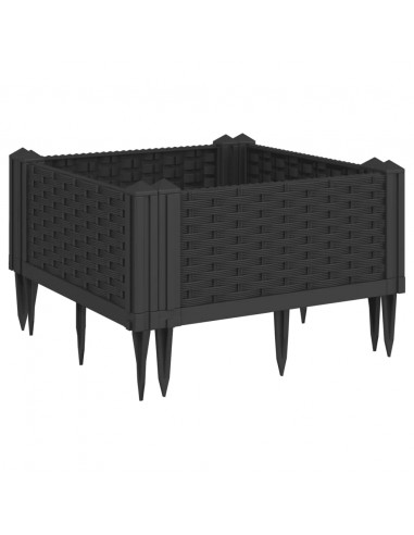 Fioriera da Giardino con Picchetti Nera 42,5x42,5x28,5 cm PP