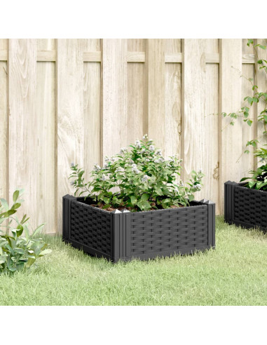 Fioriera da Giardino con Picchetti Nera 42,5x42,5x28,5 cm PP