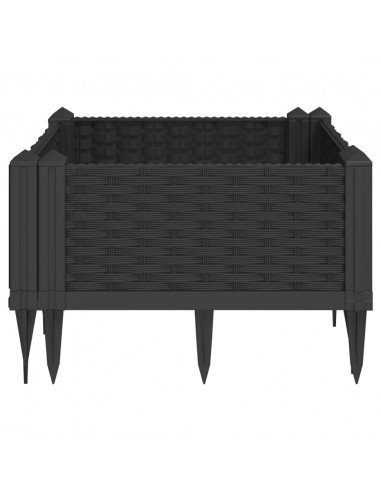Fioriera da Giardino con Picchetti Nera 42,5x42,5x28,5 cm PP