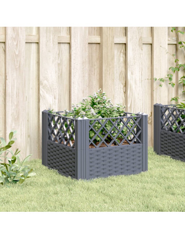 Fioriera da Giardino con Picchetti Grigio 43,5x43,5x43,5 cm PP
