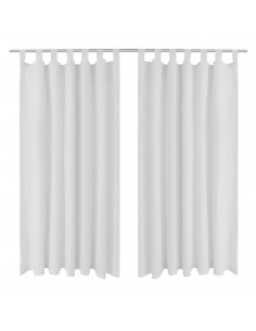 Tende in Micro-Raso Bianche 2 pz con Occhielli 140 x 245 cm 2