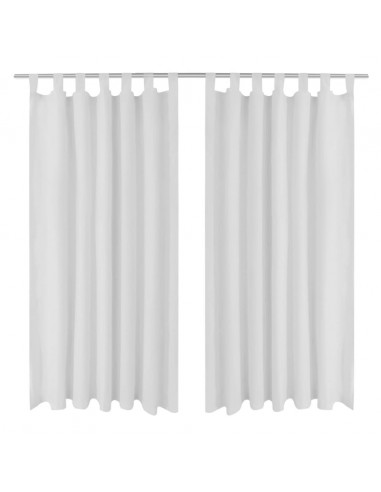 Tende in Micro-Raso Bianche 2 pz con Occhielli 140 x 245 cm
