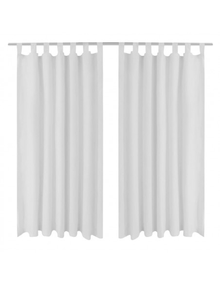 Tende in Micro-Raso Bianche 2 pz con Occhielli 140 x 245 cm