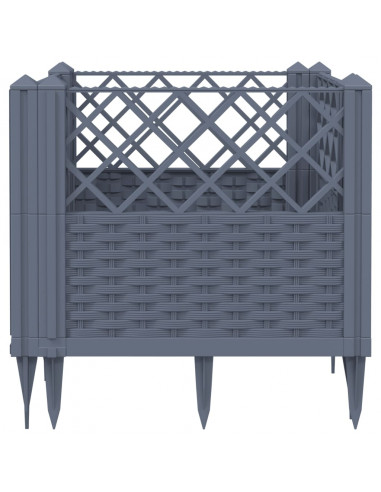 Fioriera da Giardino con Picchetti Grigio 43,5x43,5x43,5 cm PP