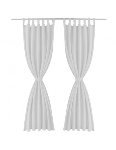 Tende in Micro-Raso Bianche 2 pz con Occhielli 140 x 245 cm