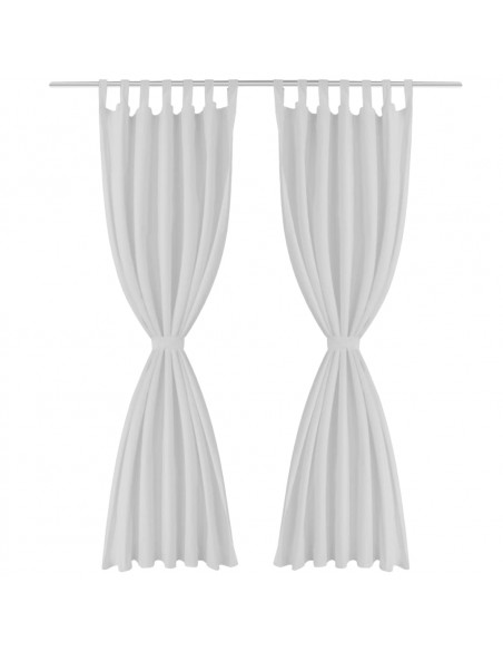 Tende in Micro-Raso Bianche 2 pz con Occhielli 140 x 245 cm