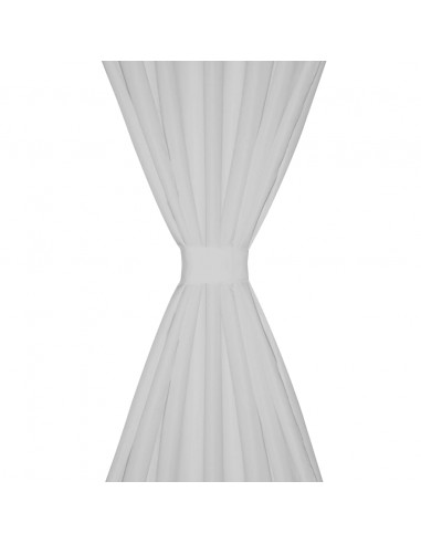 Tende in Micro-Raso Bianche 2 pz con Occhielli 140 x 245 cm