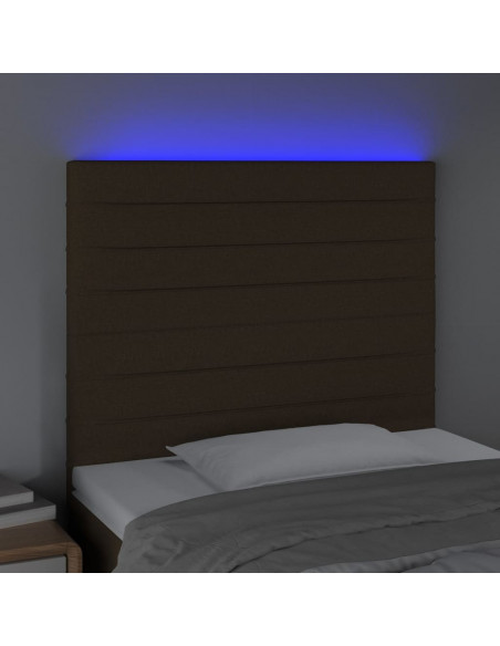 Testiera a LED Marrone Scuro 100x5x118/128 cm in Tessuto