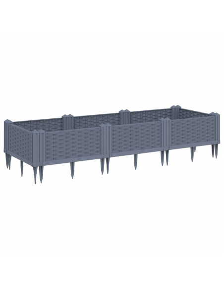 Fioriera da Giardino con Picchetti Grigia 125x40x28,5 cm in PP