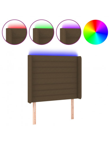 Testiera a LED Marrone Scuro 103x16x118/128 cm in Tessuto