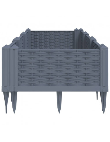Fioriera da Giardino con Picchetti Grigia 125x40x28,5 cm in PP
